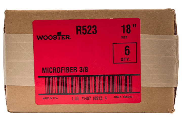Wooster 18 inch microfiber roller covers, 3/8 inch nap, 6 pack for epoxy floors