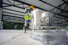 Walk-behind concrete grinder profiling a raw slab during epoxy floor preparation