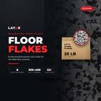 Latux Floor Flakes 25 lb box with flake swatch, decorative epoxy flake