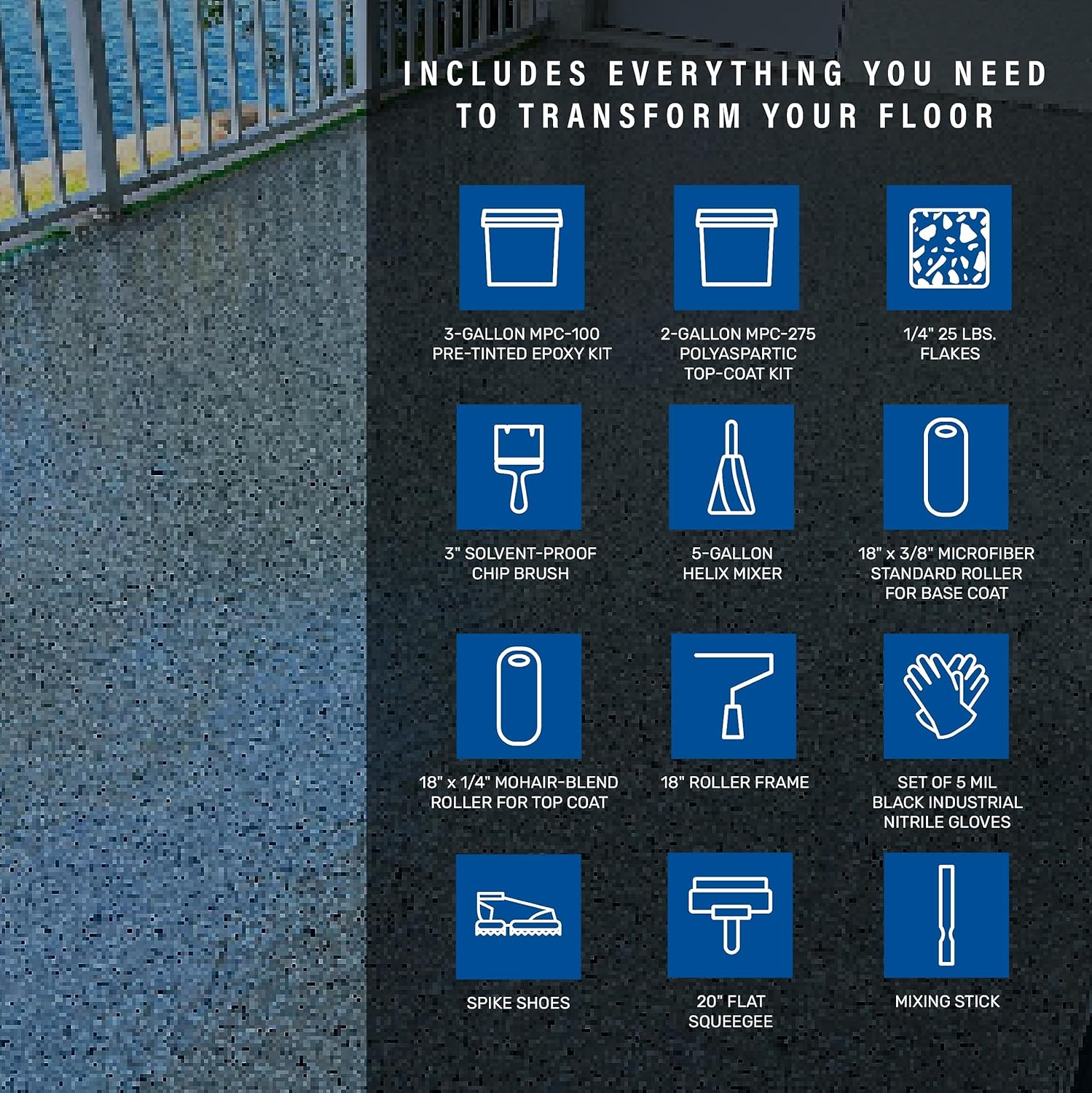 MPC Flake Floor Epoxy System - Contractor-Grade Floor Epoxy Kit for Residential and Commercial Use, 3 Gallons, 25 Pounds, Covers 400 Square Feet Secondary image