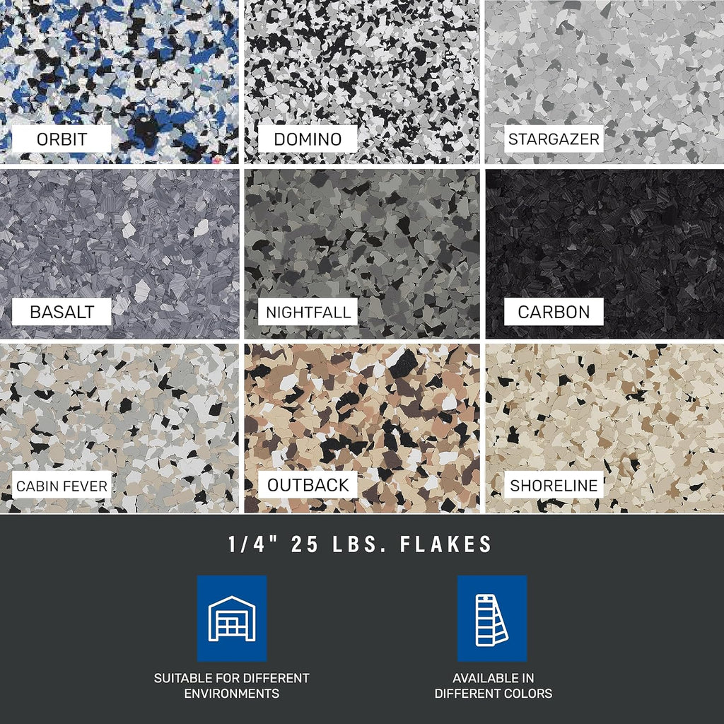 MPC Flake Floor Epoxy System - Contractor-Grade Floor Epoxy Kit for Residential and Commercial Use, 3 Gallons, 25 Pounds, Covers 400 Square Feet