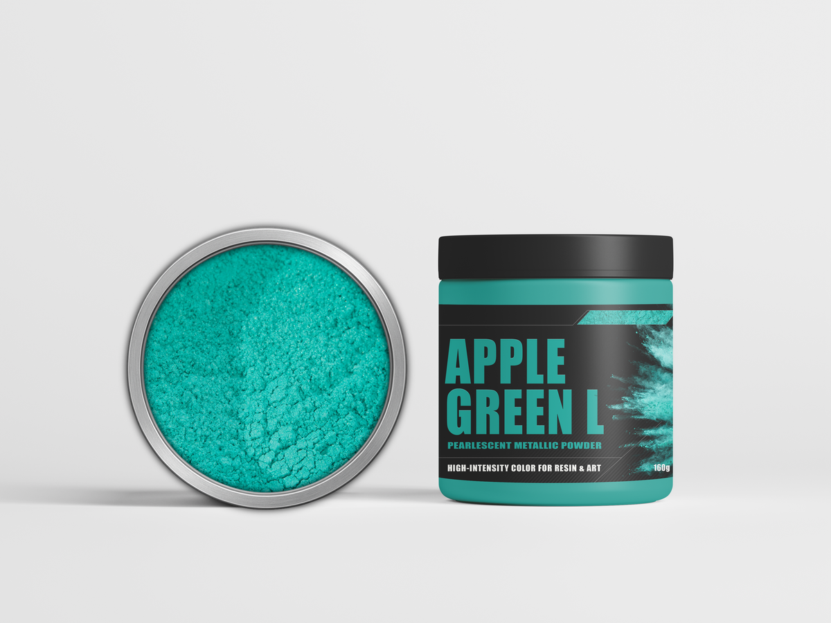 Latux Apple Green Light metallic epoxy pigment swatch