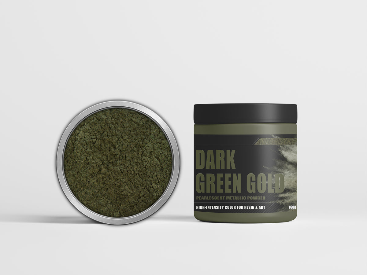 Latux Dark Green Gold metallic epoxy pigment swatch