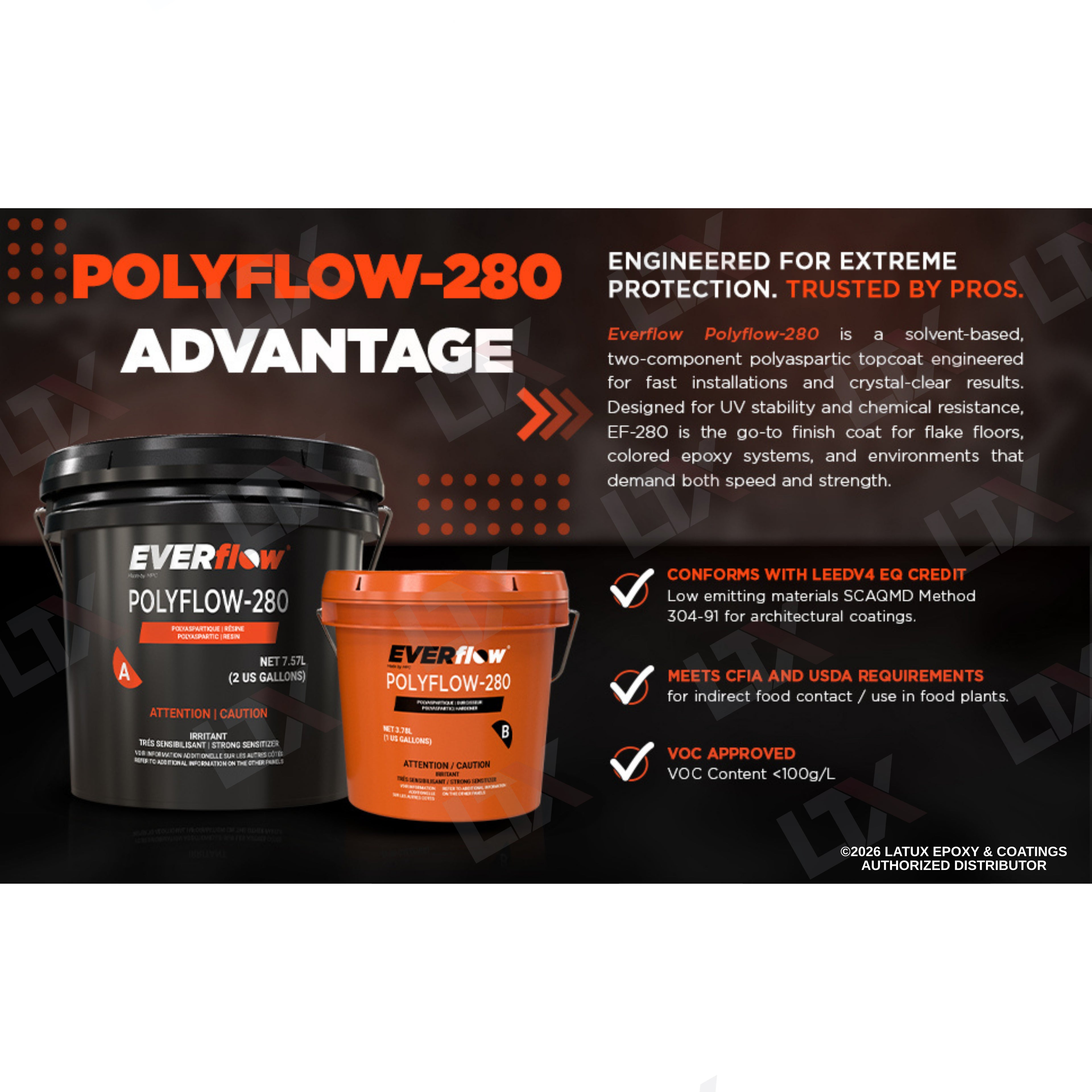 Everflow EF-280 | Polyaspartic Coating Kit (3gal) | (MPC-280)