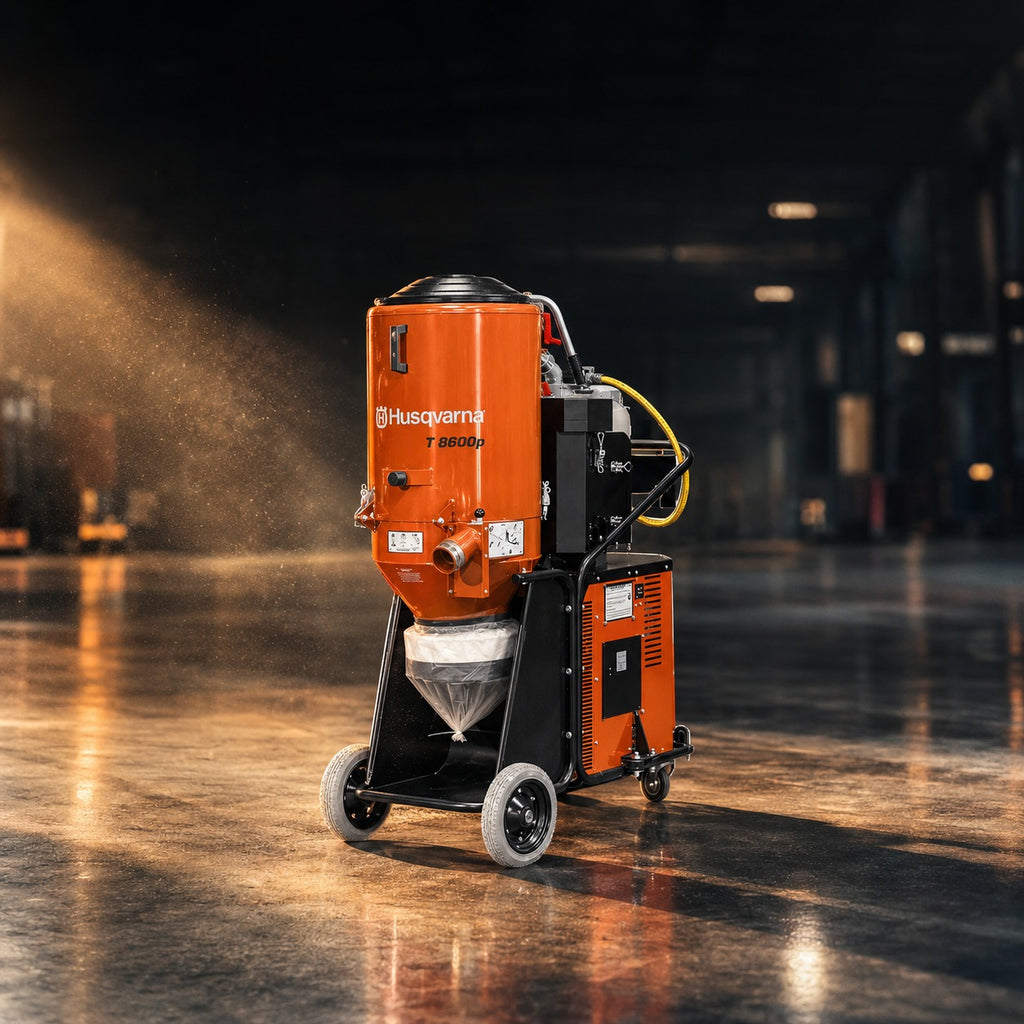 Husqvarna T 8600 Propane HEPA Dust Extractor in an industrial workspace