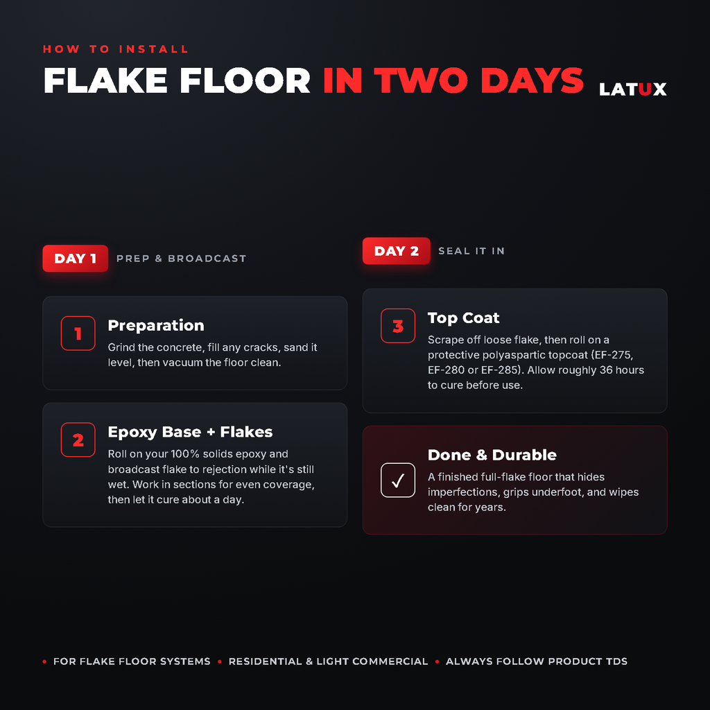 How to install an epoxy flake floor in two days