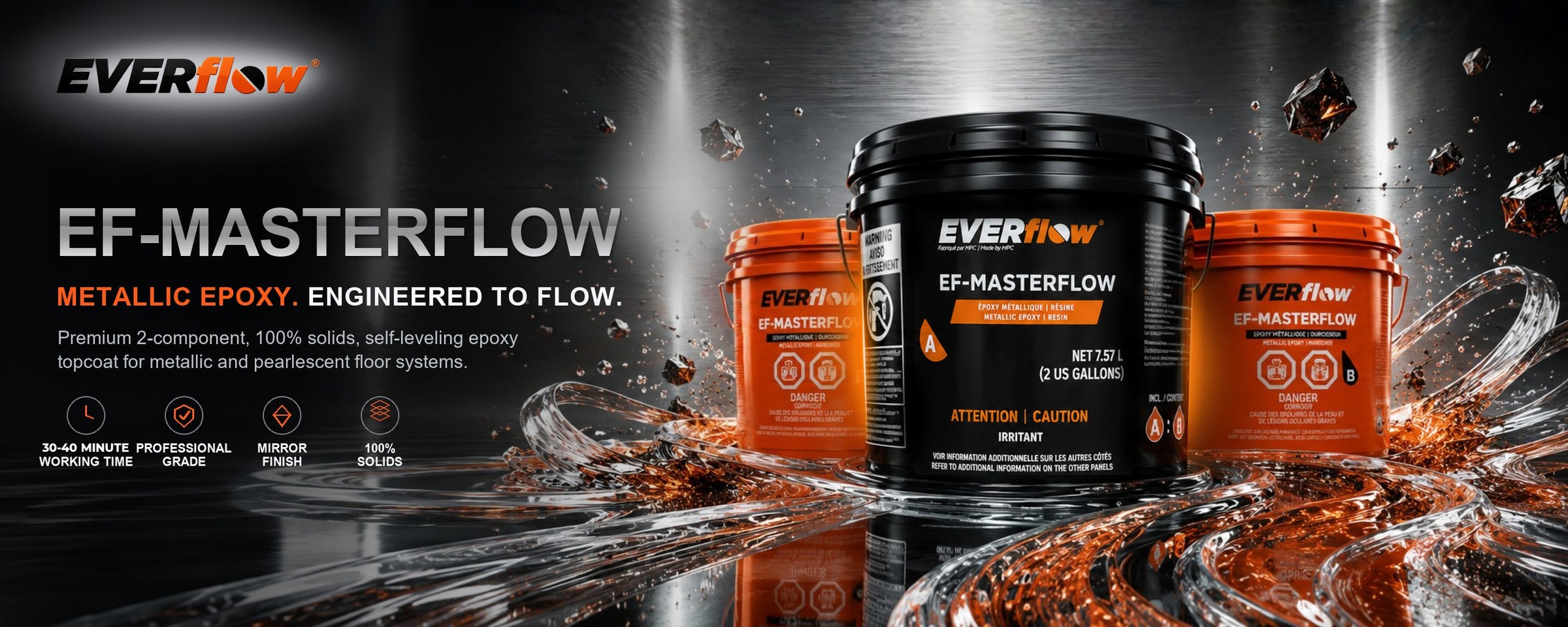 Everflow EF-Masterflow metallic epoxy topcoat pails