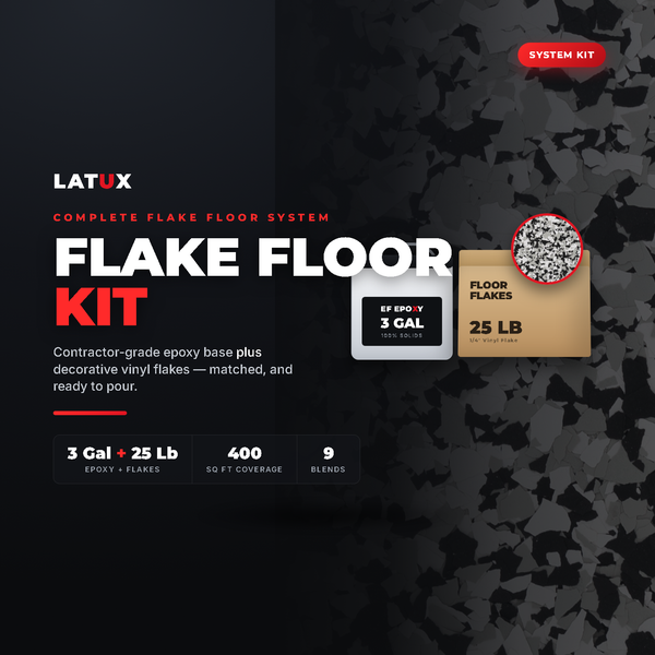 Latux Flake Floor Kit: 3 gallon epoxy pail plus 25 lb flake box