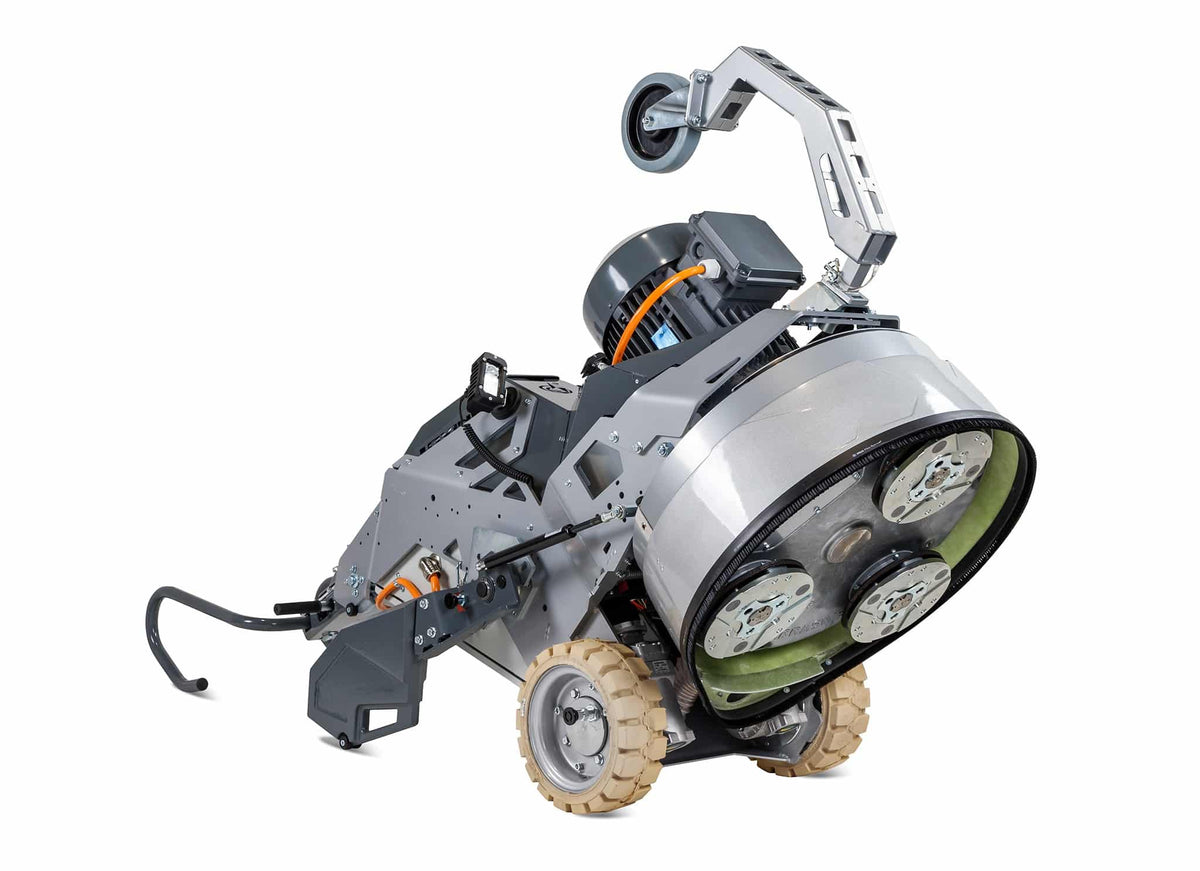 Lavina L25RS7 floor grinder tilted back to show the grinding head