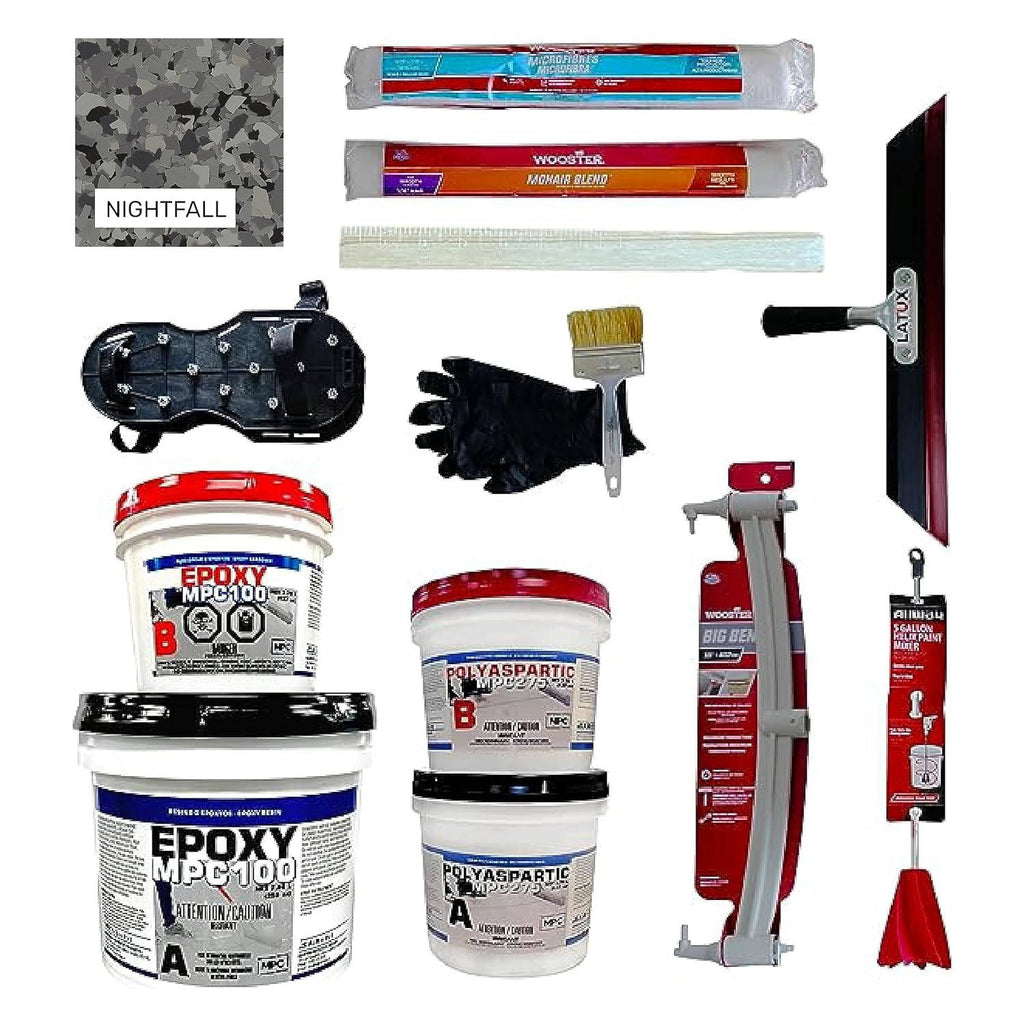 MPC Flake Floor Epoxy System - Contractor-Grade Floor Epoxy Kit for Residential and Commercial Use, 3 Gallons, 25 Pounds, Covers 400 Square Feet