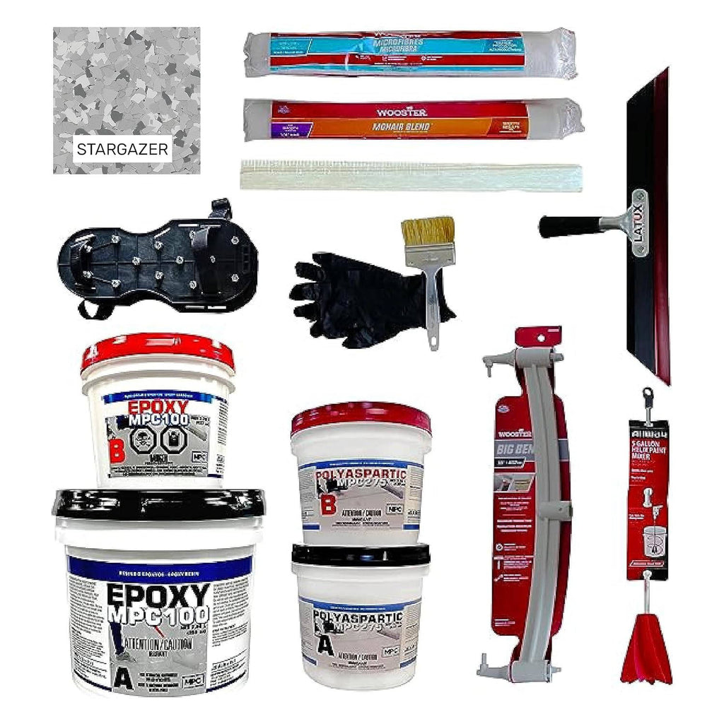 MPC Flake Floor Epoxy System - Contractor-Grade Floor Epoxy Kit for Residential and Commercial Use, 3 Gallons, 25 Pounds, Covers 400 Square Feet