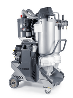 Lavina V32GE dust extractor side view showing integrated pre-separator and four-stage HEPA H13 filtration
